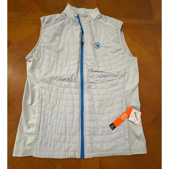 Surf Club Light Blue Quilted Vest with Blue Zipper Size Large